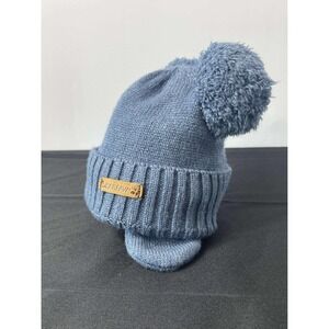 BearPaw‎ Kids Blue Knit Hat with Double Pom Poms and Ear Flaps